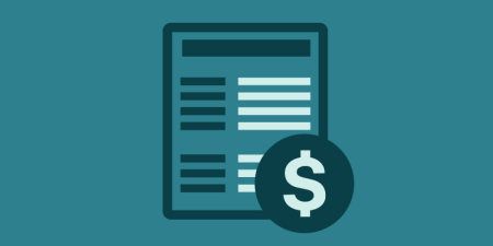 Illustration of a form icon with a dollar sign overlayed.