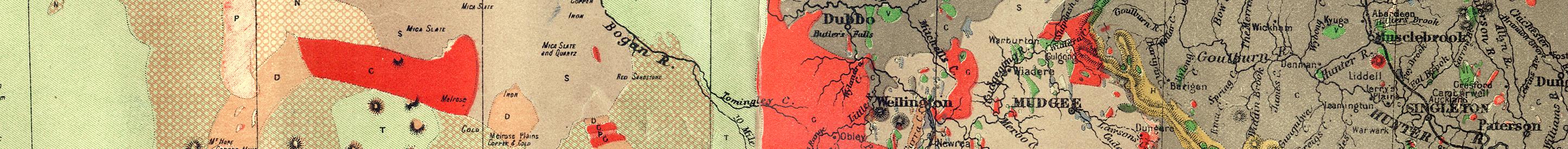 Crop of Geological sketch map of NSW 1880