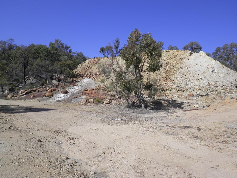 Waste rock at base of old mine