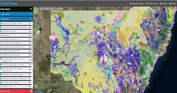 NSW resources and spread of deposits in Minview