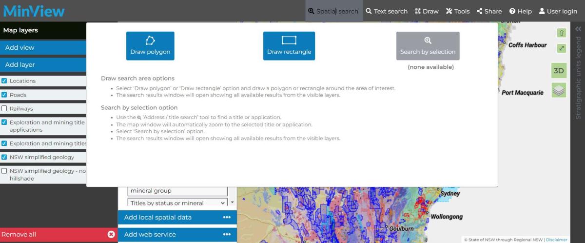 Spatial search in MinView