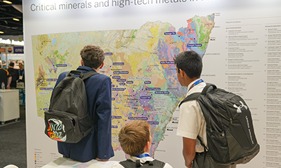 School students attending the NSW Government booth at IMARC 2024